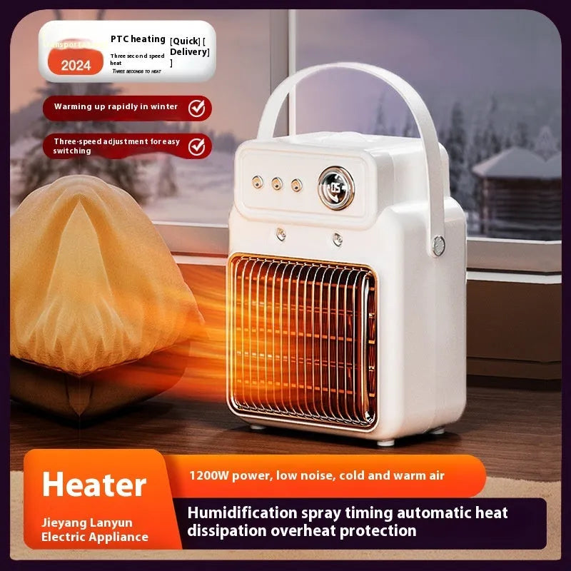 White 1200W 2-in-1 humidifying room heater with ABS body on table