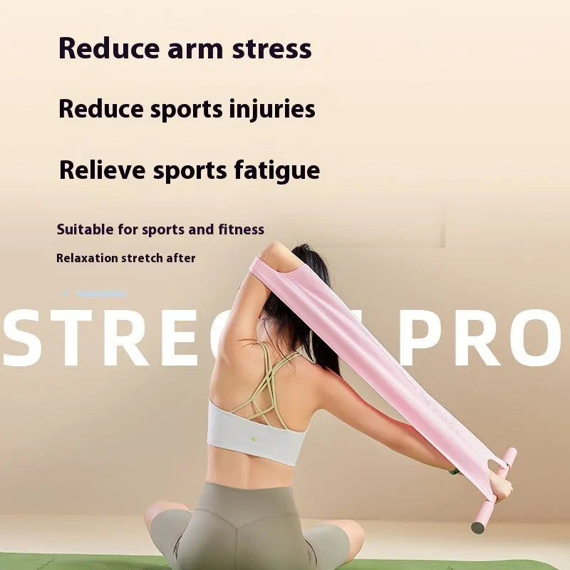 Yoga stretching tool in grey or pink colours for shoulder, back and hip flexibility exercises