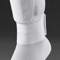 Red elastic rubber football shin guard fastening belt, approximately 25cm long.