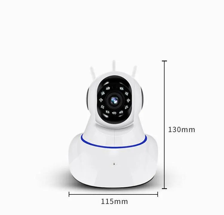 White wireless dome security camera with a 3.6mm lens for HD indoor and outdoor monitoring.