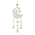 K9 crystal moon car pendant with metal chain in blue, green, pink, purple or white