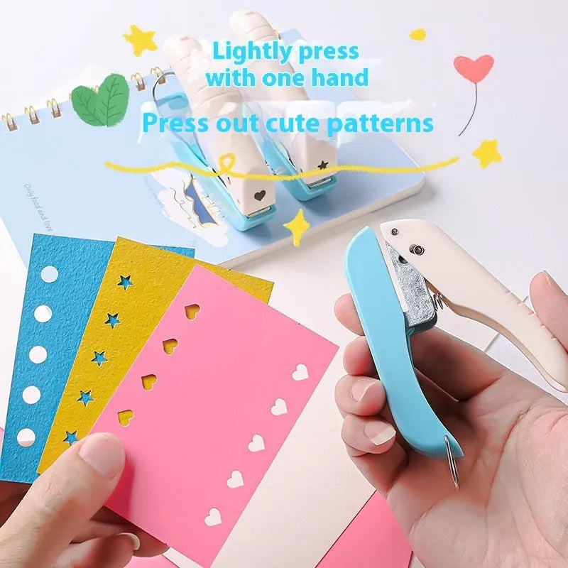 4mm manual embossing punching machine with love heart, star, and round decorative dies for paper craft projects