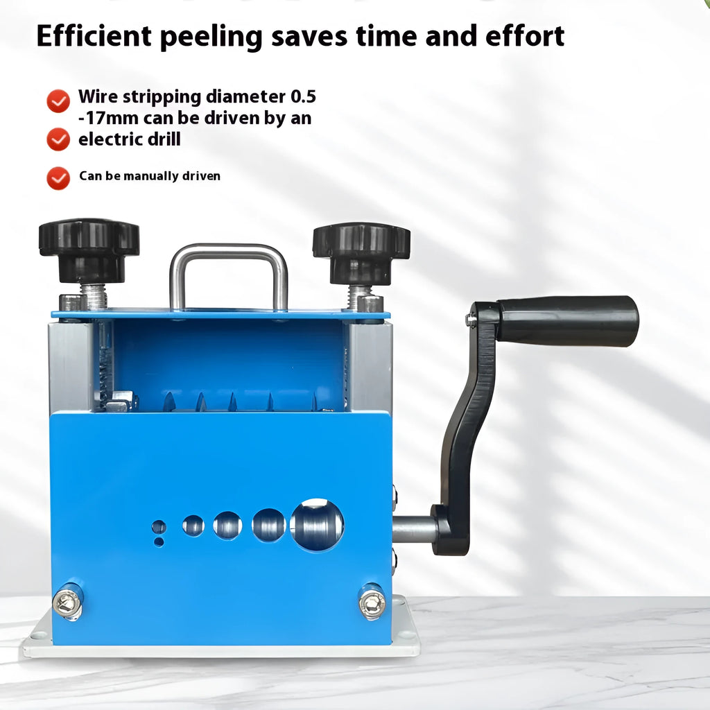 SD-017 manual wire stripping machine showing compact tool for 0.5-17mm wire diameters