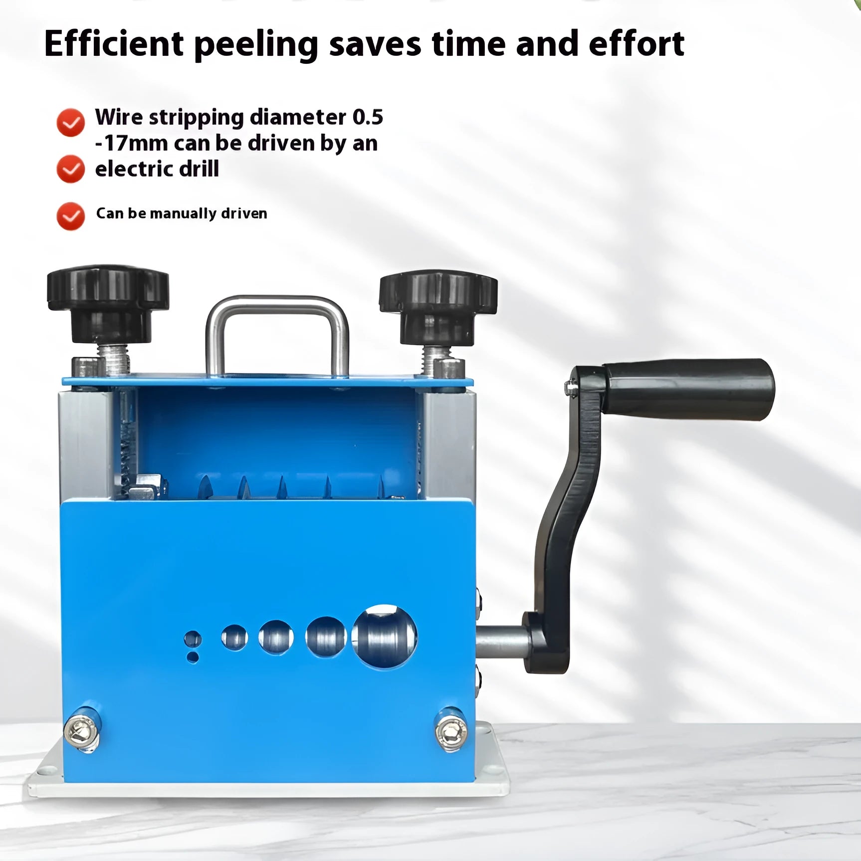 SD-017 manual wire stripping machine showing compact tool for 0.5-17mm wire diameters