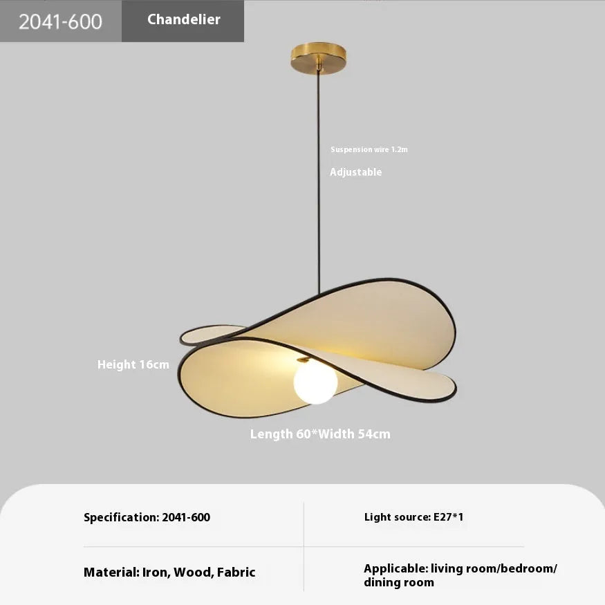 French style artistic chandelier pendant light with fabric potato chip shade in modern simplicity design