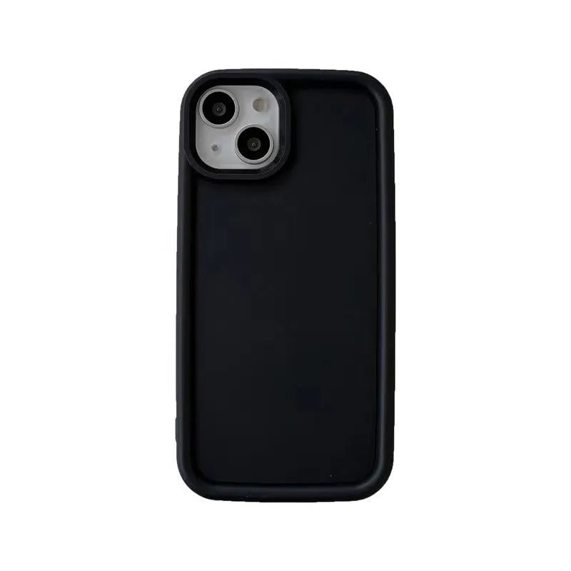 Frosted skin-feel silicone phone case in black for Apple iPhone, full-cover TPU design with camera cutout