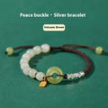 Woven natural Hetian jade safety buckle bracelet for women with chamfered square grain shape in multiple colours