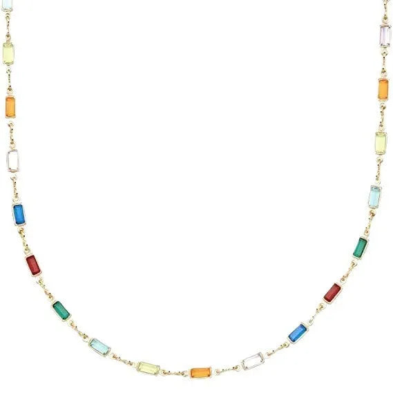 Ladies geometric crystal necklace with adjustable alloy chain and glass coloured glaze pendant