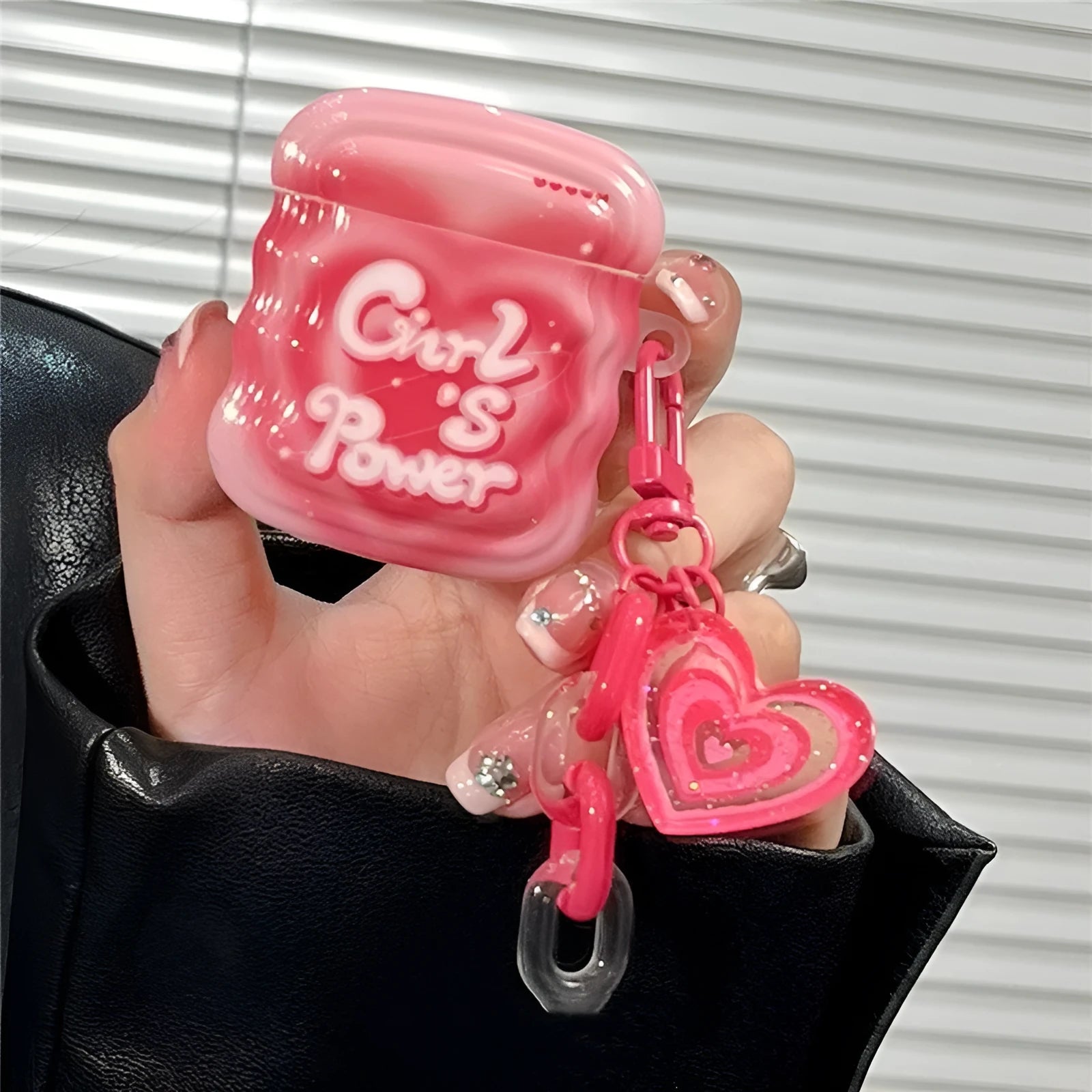 Pink silicone back cover for AirPods charging case