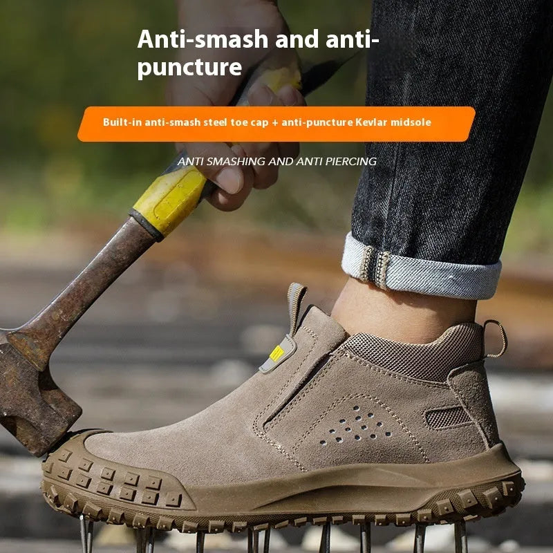 Welding work safety shoes mid-calf suede leather steel cloth 2366 Gray size 38-45 construction industry