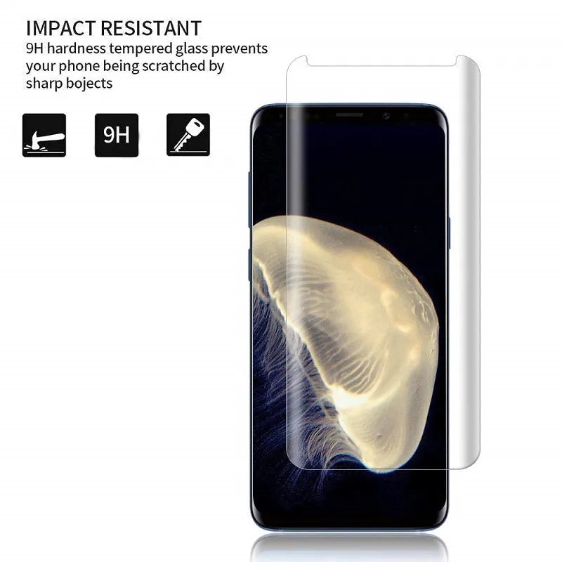 3DAllglue tempered glass screen protector front film for Samsung Galaxy S9 S8 Note 9, HD anti-fingerprint