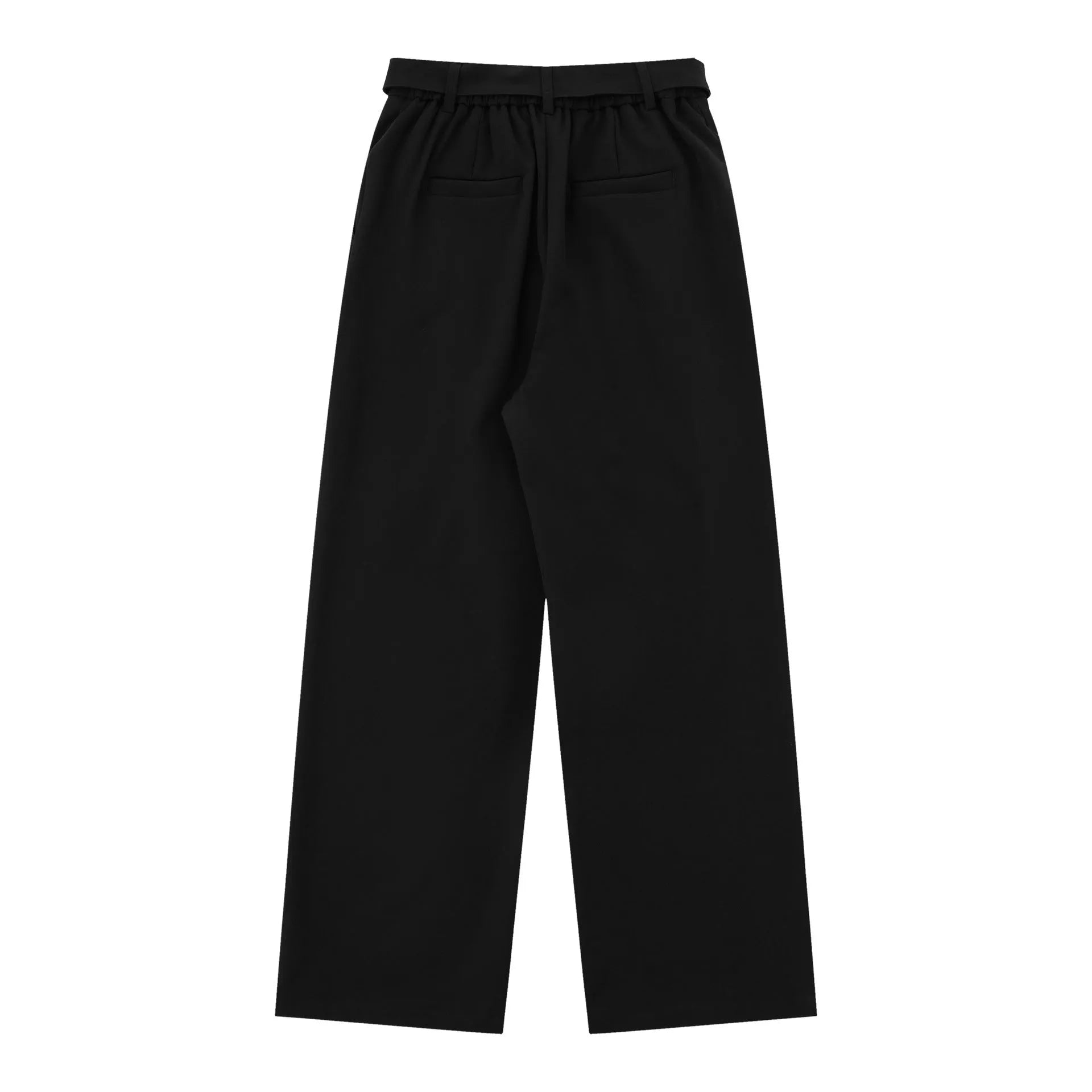 Loose high waist wide-leg trousers in black, women’s polyester straight-leg casual pants