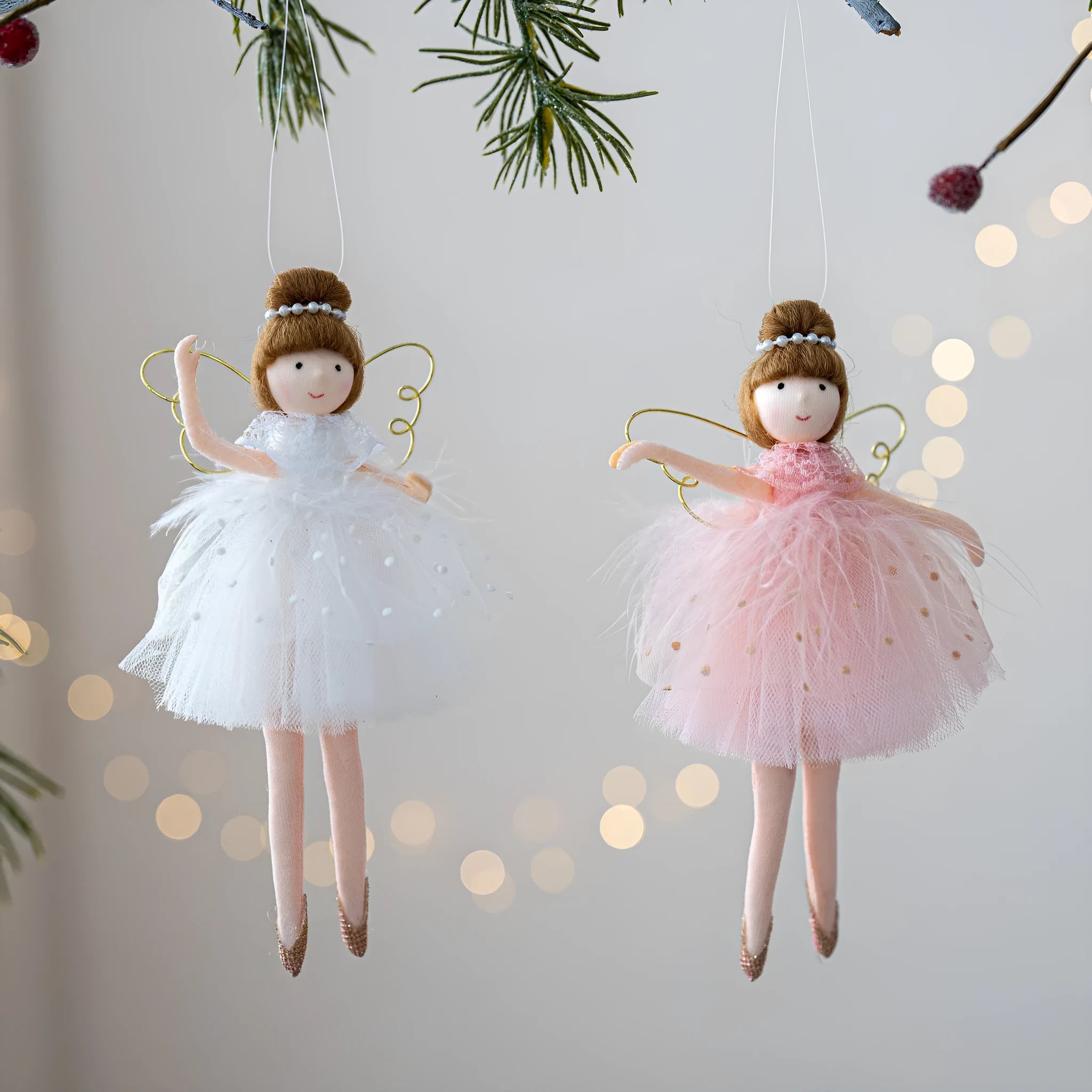 Pink and white cloth ballet girl angel plush doll pendant for decorative hanging