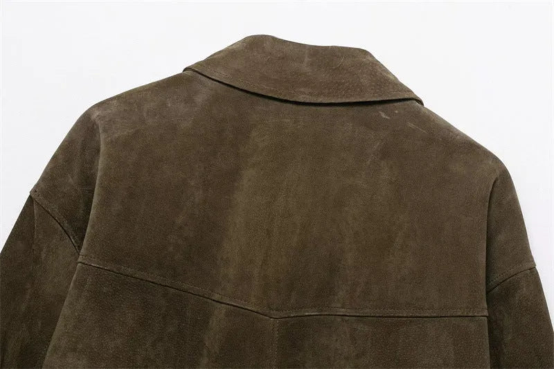 Women's PU fabric jacket in Japanese Korean casual style with medium thickness and regular cut