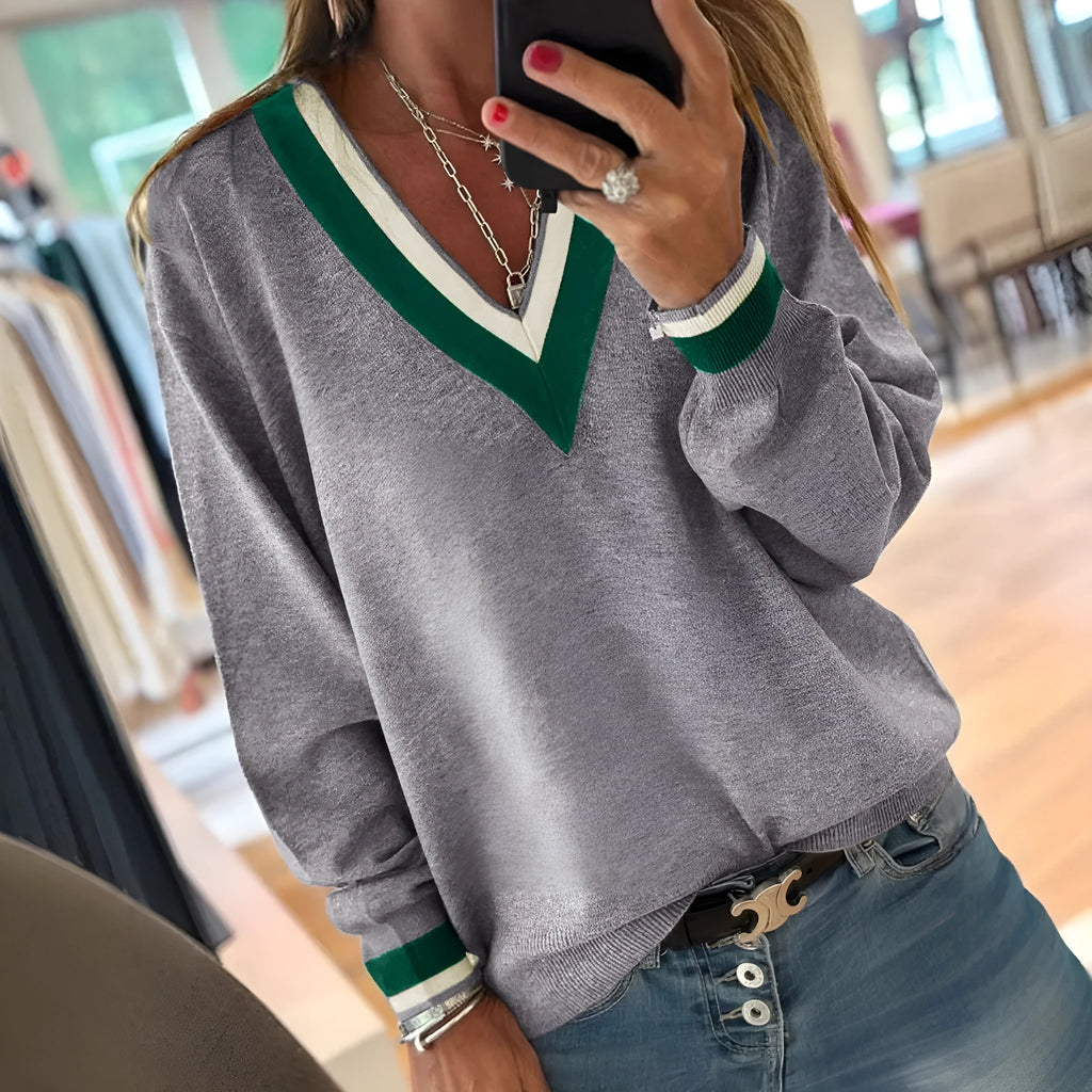 Casual loose knitted top for women solid colour polyester pullover