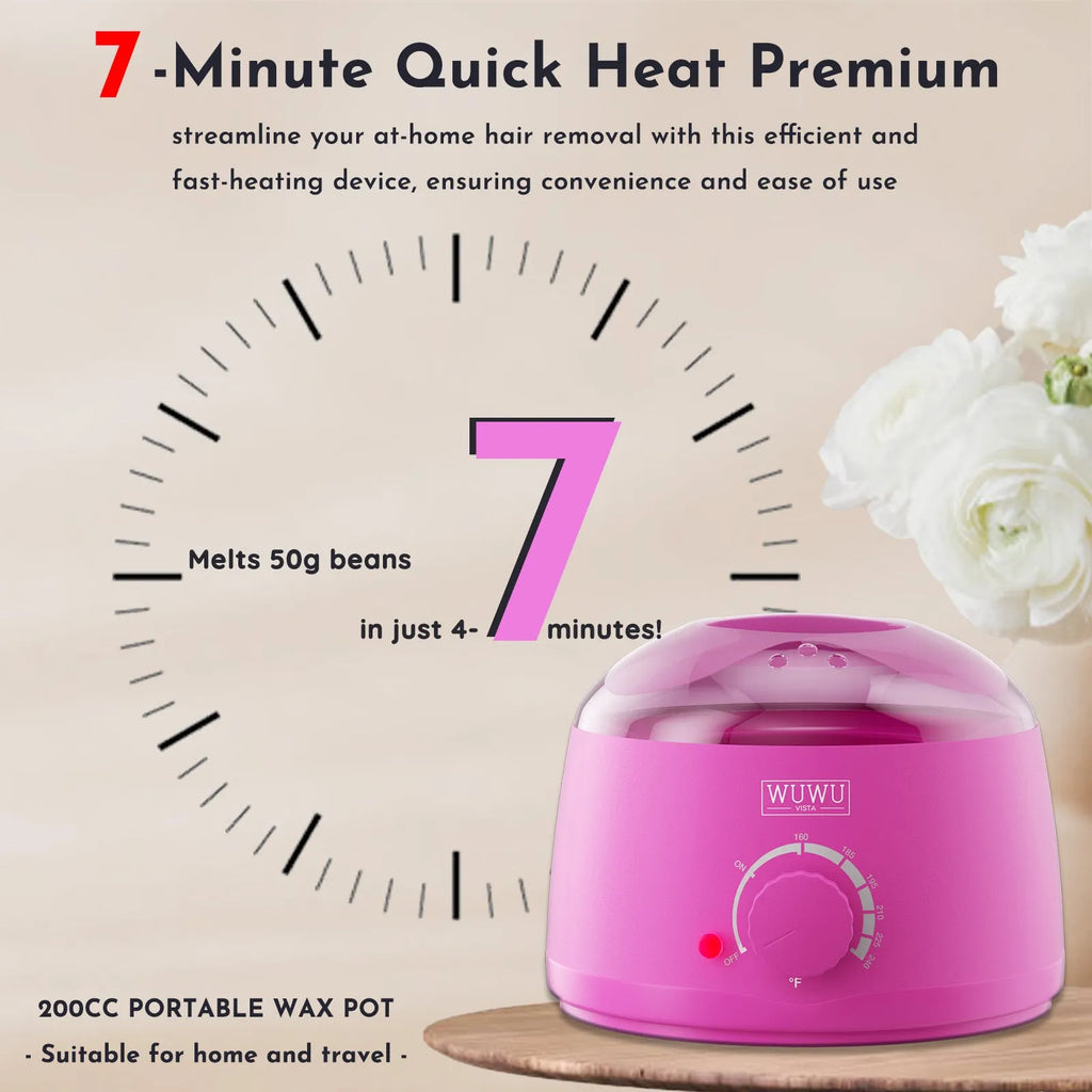 29-piece hard wax hair removal kit with black wax warmer, wax beads, sticks, and aftercare products