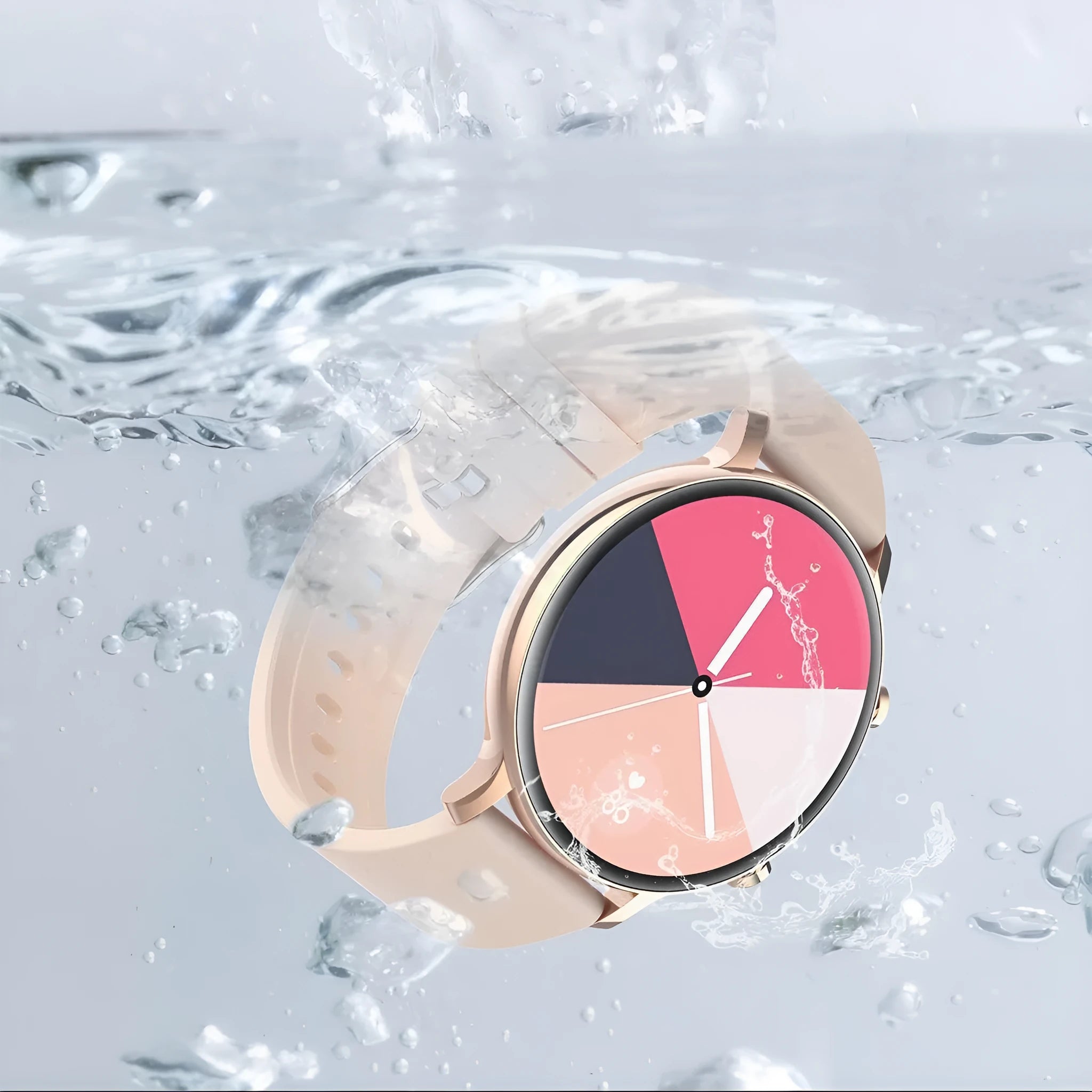 Bluetooth smartwatch with stainless steel strap showing call screen and health stats