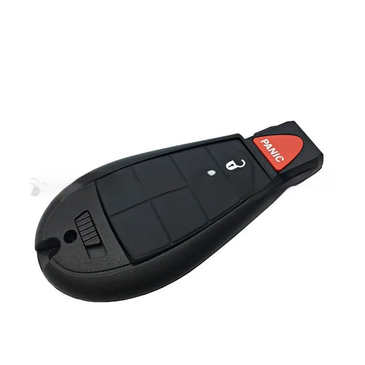 Dodge car smart card key replacement shell in ABS brass, showing dimensions 85mm x 42mm x 15mm.