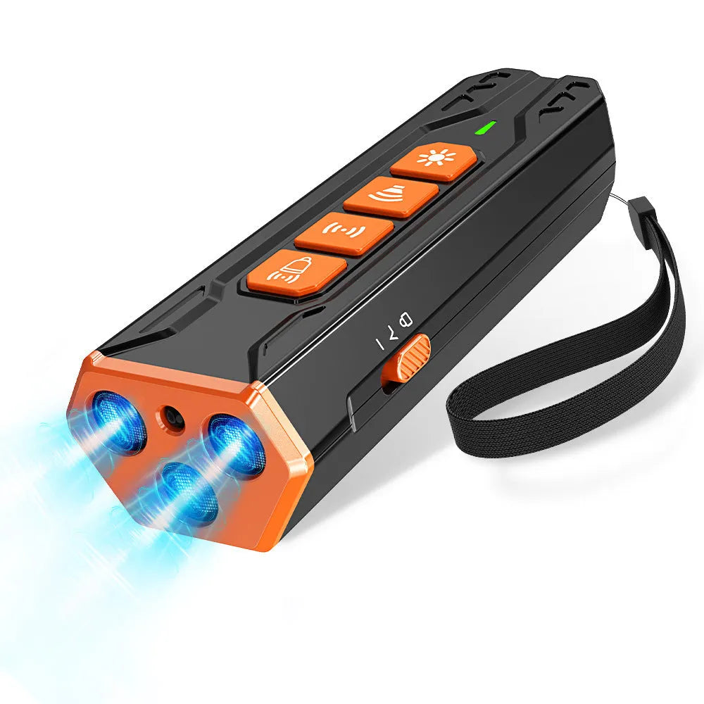 Three head ultrasonic dog trainer remote in grey and orange colours