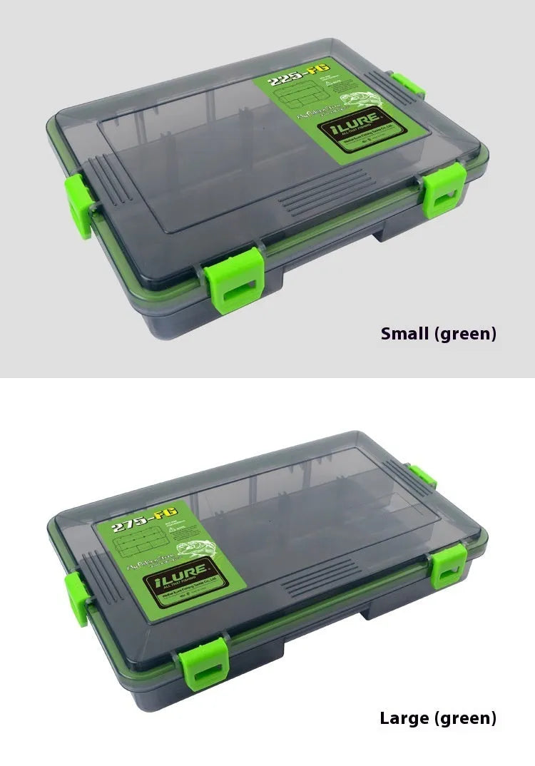 Multifunctional waterproof fishing lure box in blue, PP material, 225x180x50mm size