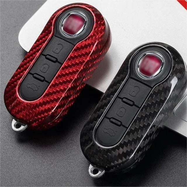 Automobile carbon fiber key shell replacement cover in three colour options black red and silver black