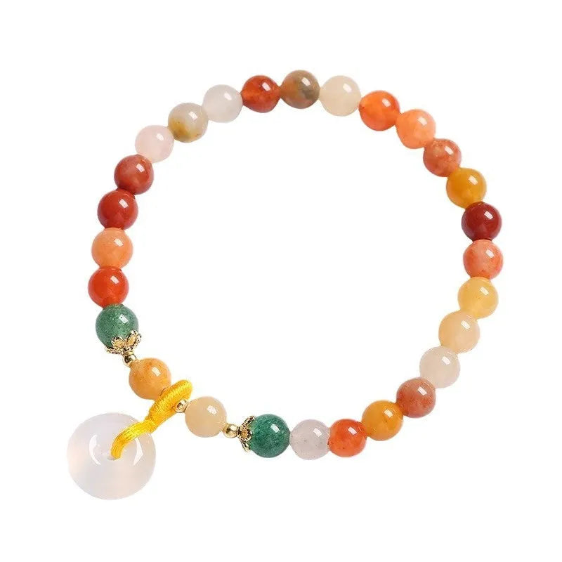 Natural jinsi jade bracelet with safety buckle and 6mm peace clasp beads in Chinese style