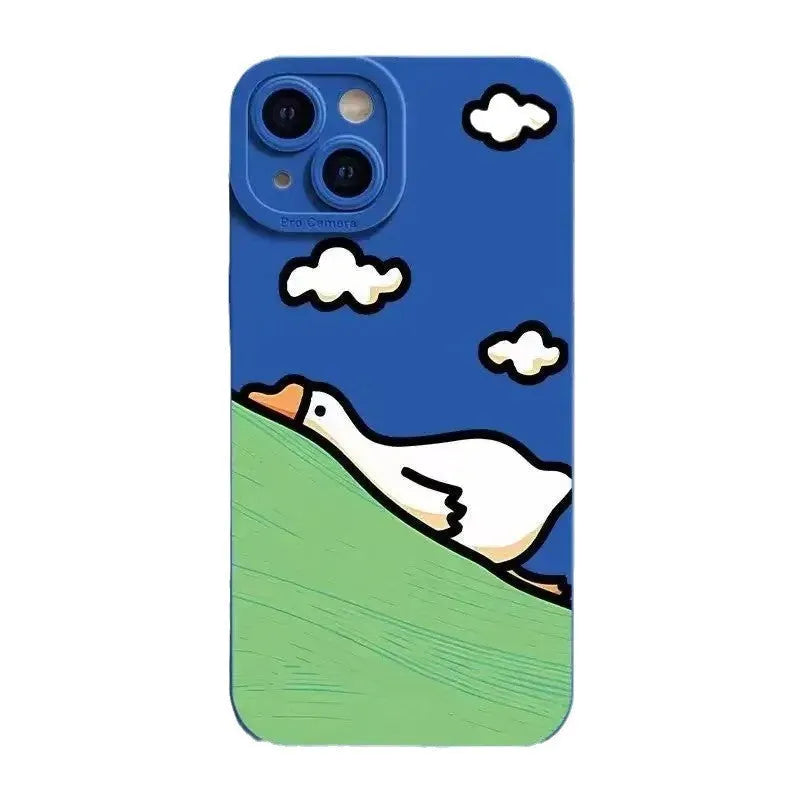 Creative cute cartoon duck silicone phone case for Apple iPhone in black with carved duck design