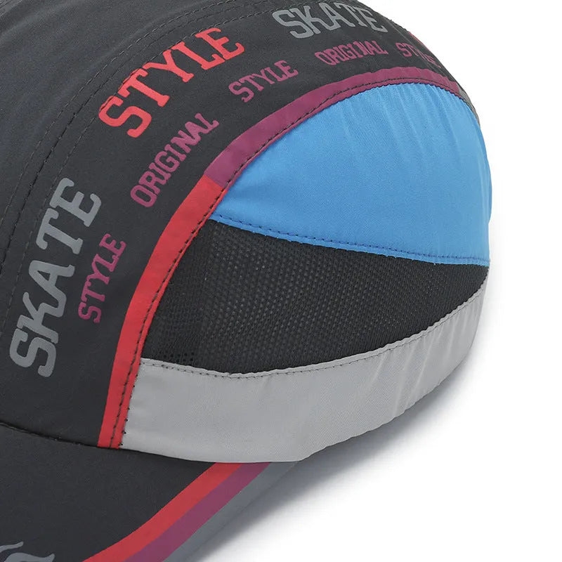 Summer quick-drying men's baseball cap with printed stitching, adjustable fit, in dark blue colour