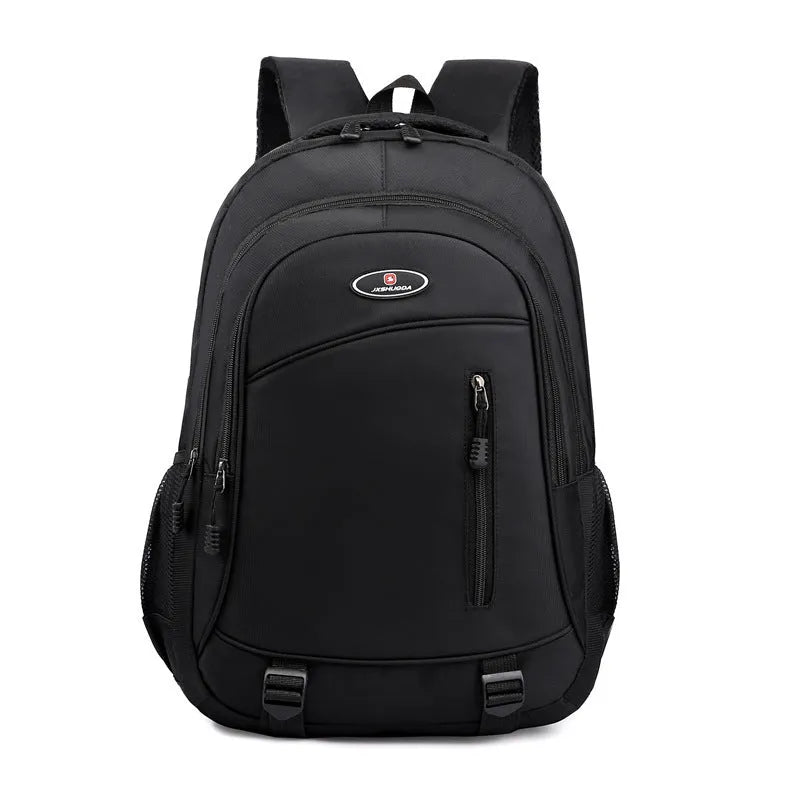 Waterproof nylon school backpack in urban simplicity style with contrast stitching, available in multiple colours