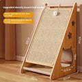 Vertical wall-mounted cat scratch board with cat funny ball and hemp rope design