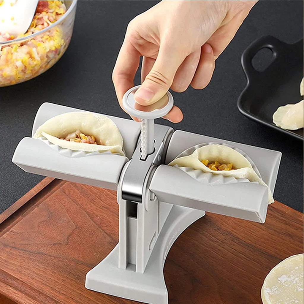 White double head dumpling mould with 304+PP construction and anti-slip base