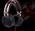 Black wired computer gaming headset with 2-metre cable and 3.5mm interface plug