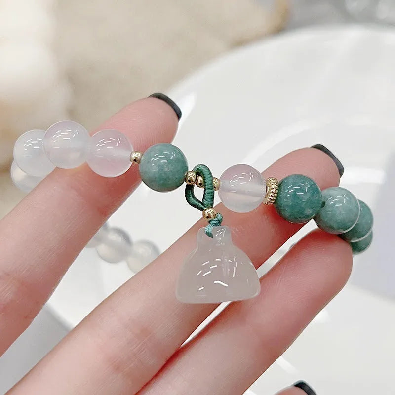 Women's retro Chinese style agate lotus seedpod bracelet natural stone handmade jewellery