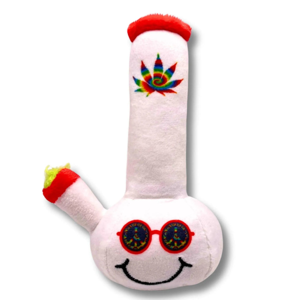 24cm dog sounding kettle plush squeaky toy in picture style colour on white background