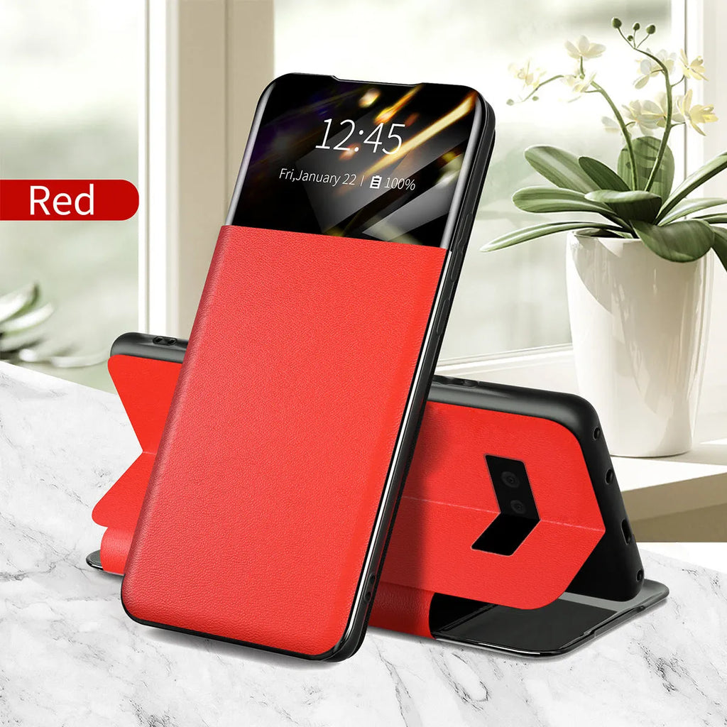 Card flip protective case for Google Pixel 6 in solid black colour, showing the PU leather front cover with card slots and the hard PC back shell