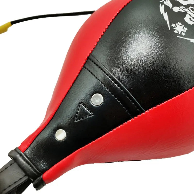 Diamond pattern PU boxing speed ball in black and red for reaction training and martial arts