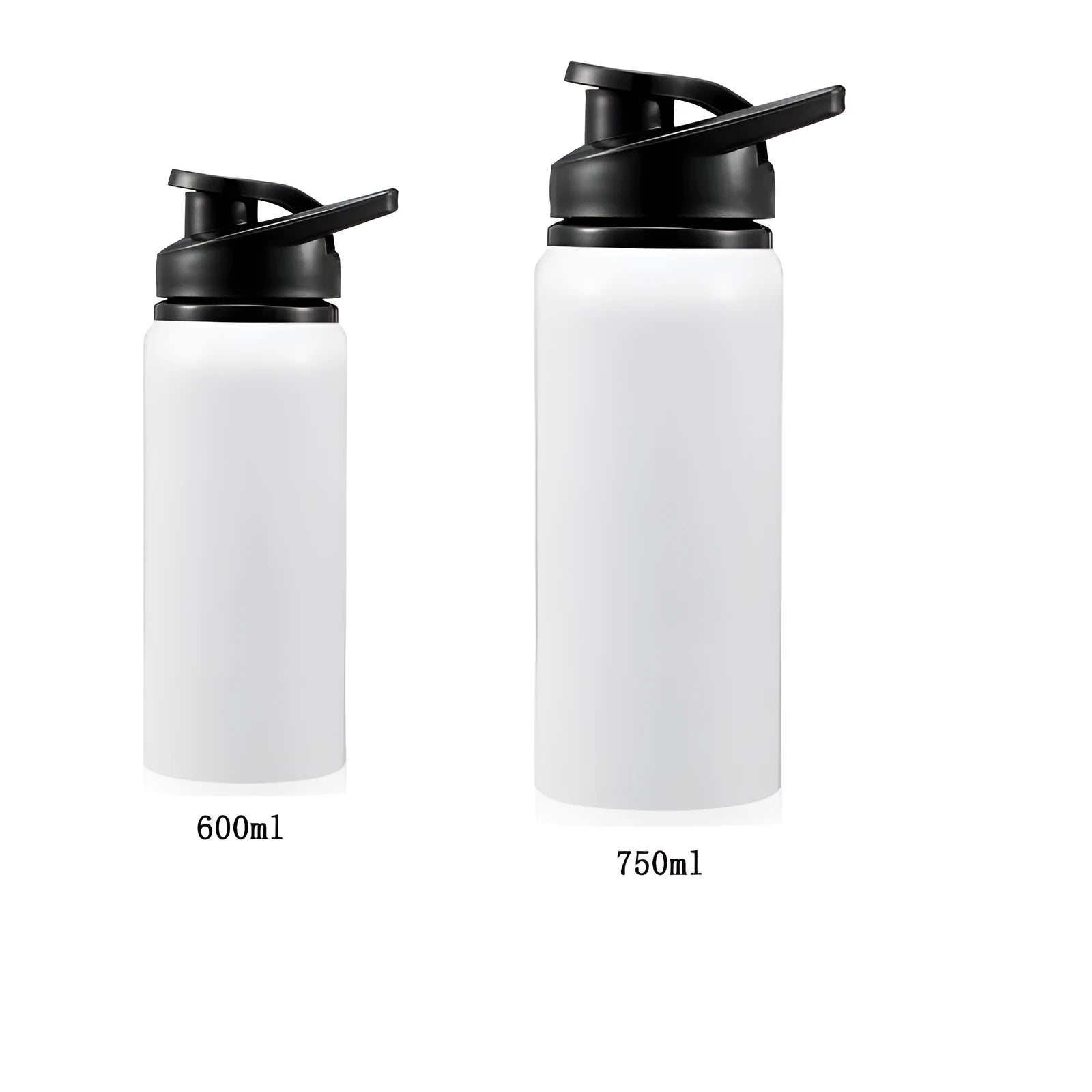 White aluminium sports water bottle for cycling and outdoor activities
