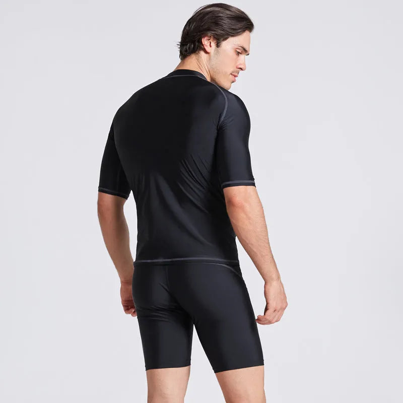 Men's quick-dry nylon swimsuit top and pants set for surfing and snorkelling.
