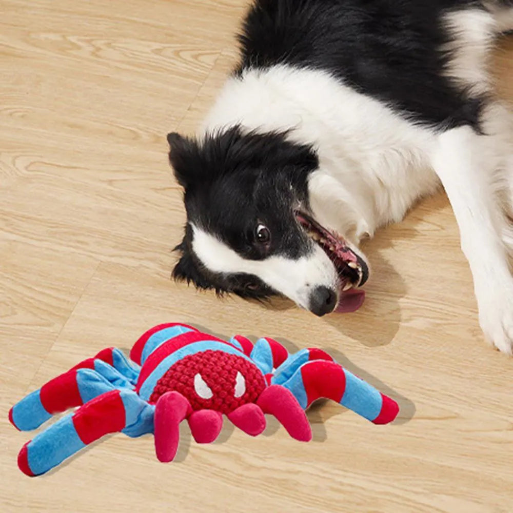 Red bite-resistant teddy dog toy for tooth cleaning interactive play