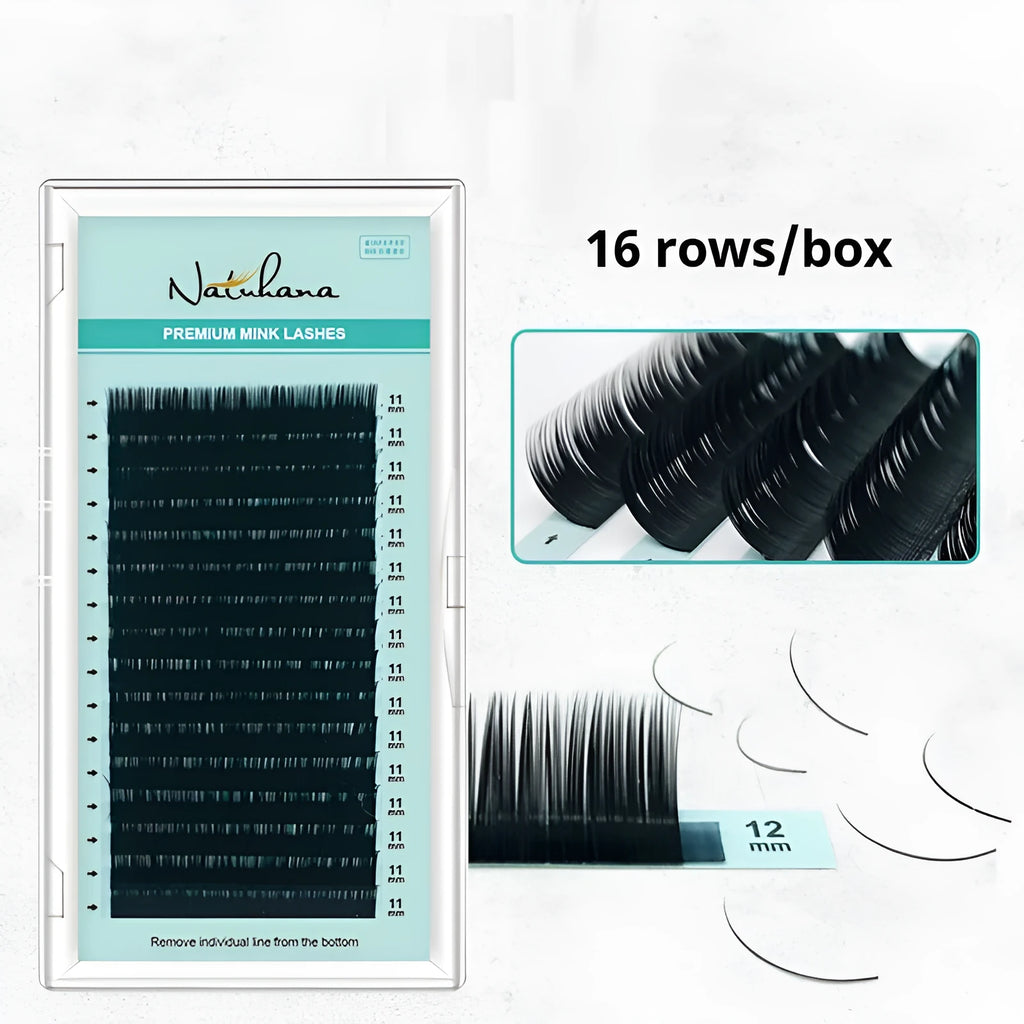 Soft velvet false eyelashes on a card, showing artificial fibre construction and available in multiple lengths.