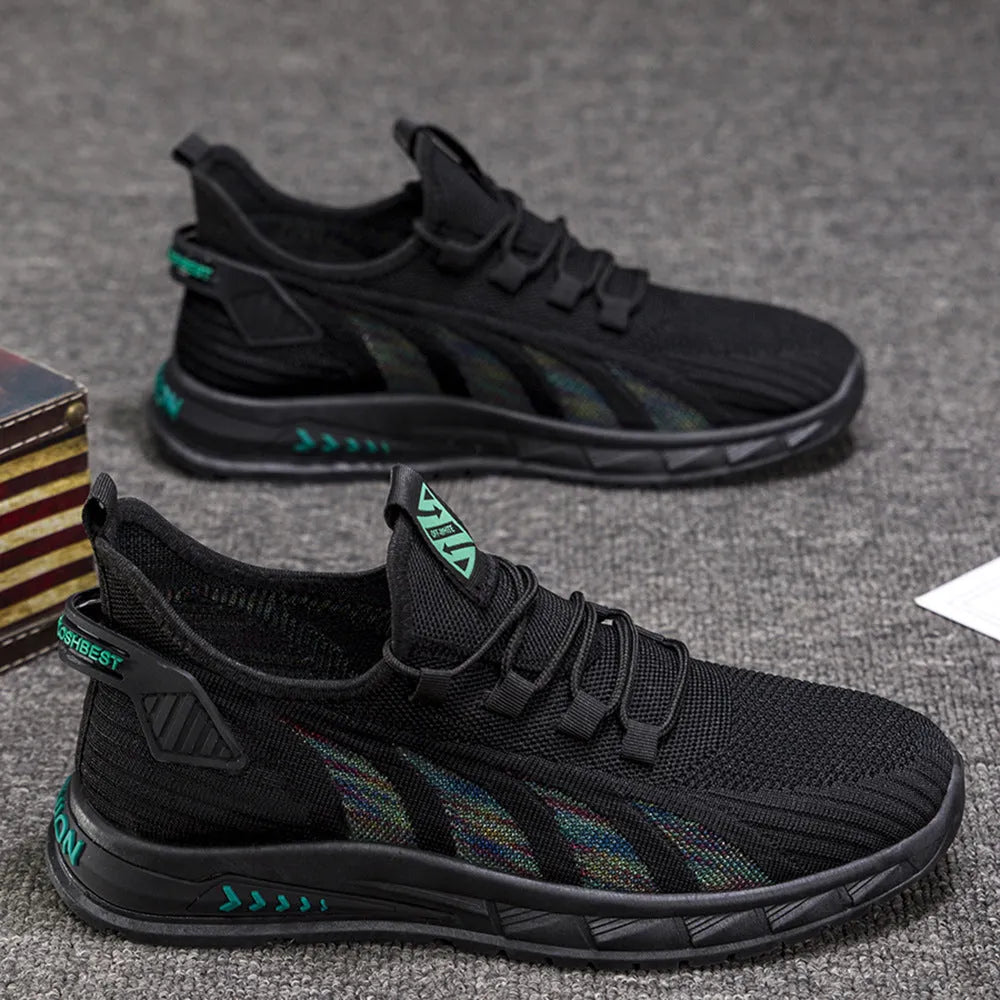 Summer mesh surface lightweight fat foot student leisure sneaker in breathable low top design with striped pattern
