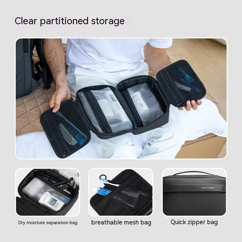 Oxford cloth wet dry separation toiletries storage bag with multi-layer compartments for business travel