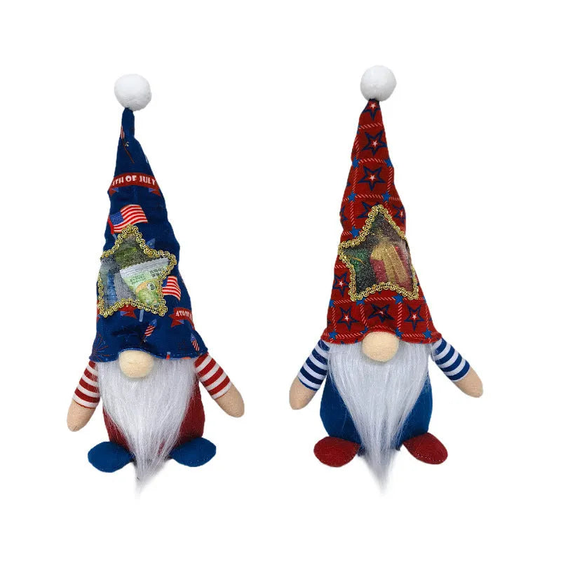 Two baby doll Rudolf cloth candy bag Christmas ornaments measuring 32 by 12 centimetres