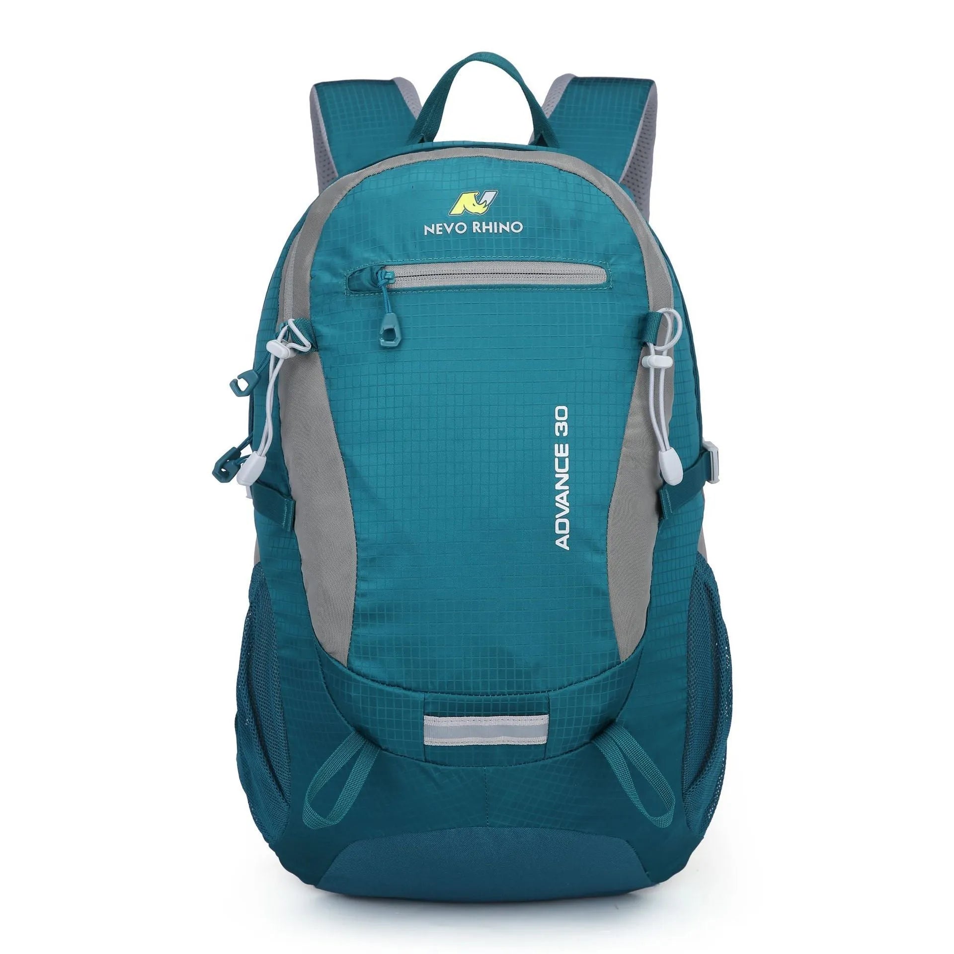 Nylon waterproof 30L backpack with air pillow straps, solid colour design, available in dark green, black, blue, gray, red