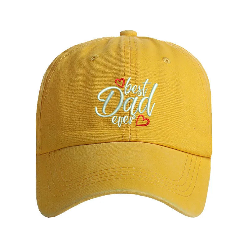 Washed cotton embroidered letter baseball cap in dome crown style, adjustable size