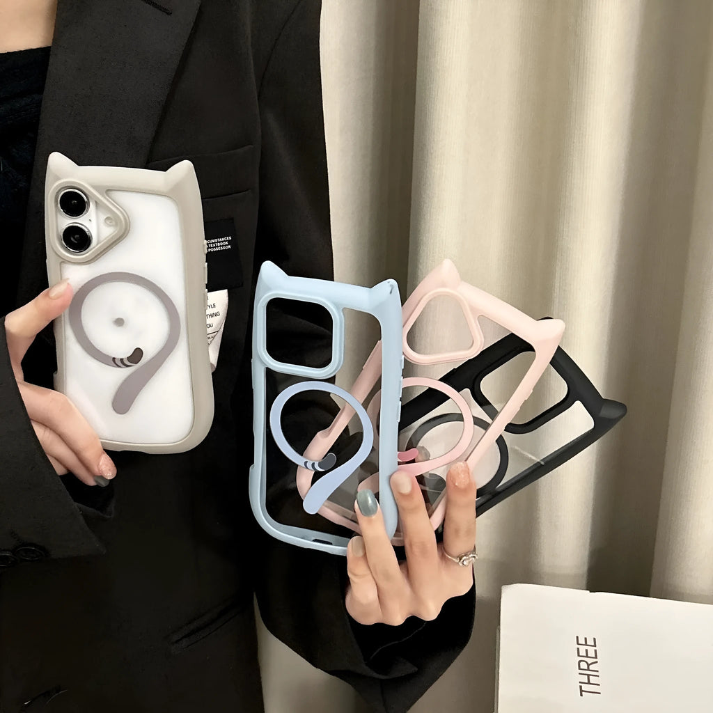 Transparent acrylic TPU phone case with magnetic suction for iPhone 17 in multiple colours