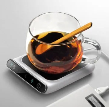 Black 5V USB mini cup warmer with three-speed constant temperature heating coaster, 118x132mm