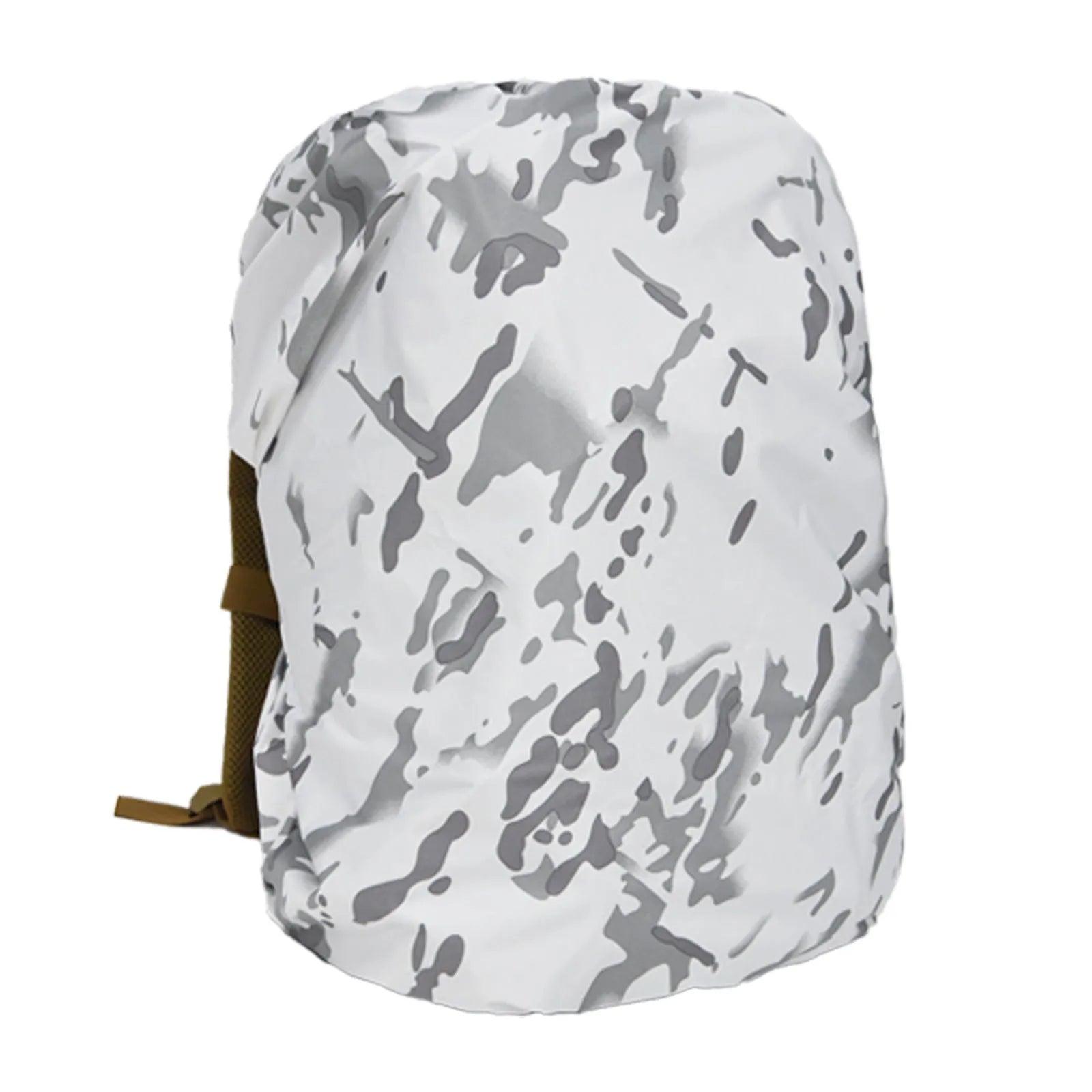Army green backpack rain cover laid flat, designed to fit over an 80-litre capacity bag.