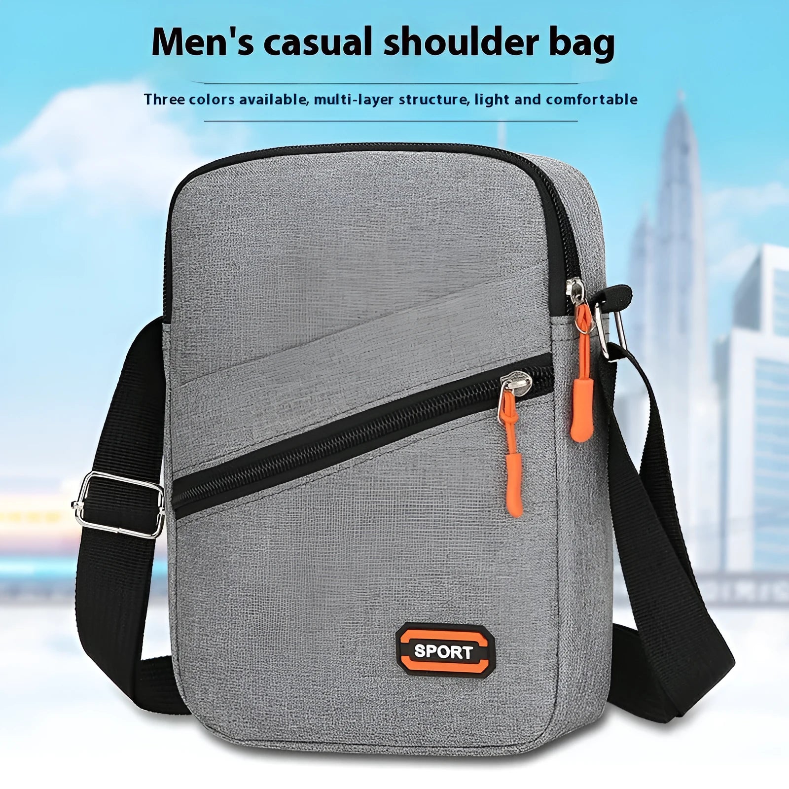 Oxford cloth crossbody commuter bag in urban simplicity style with contrast colour detailing