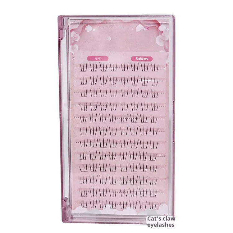 Kitten's Paw 12-row segmented lower false eyelashes with pointed tails on a clear band.